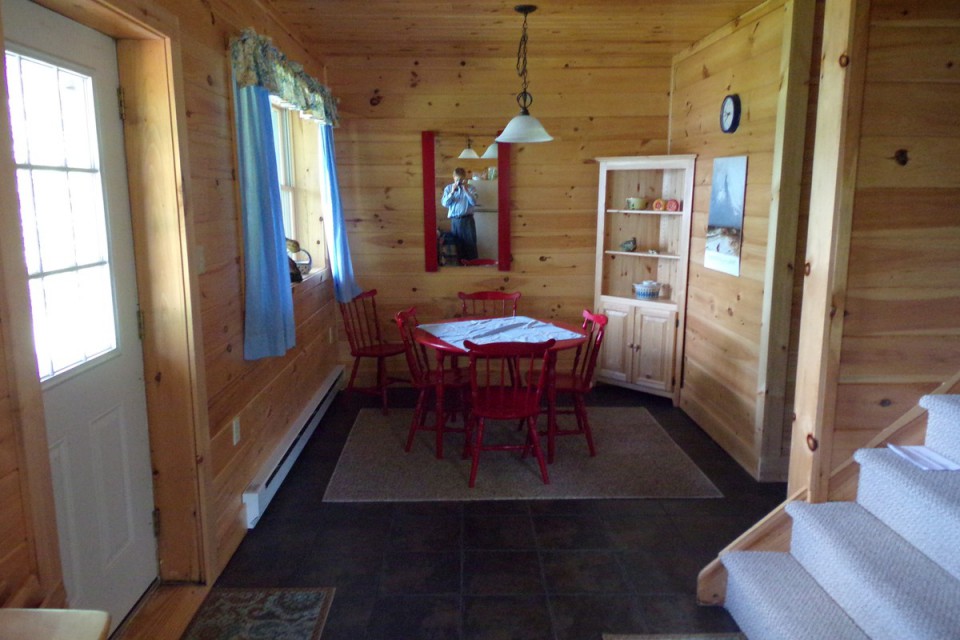 view from kitchen looking at dining area, stairs