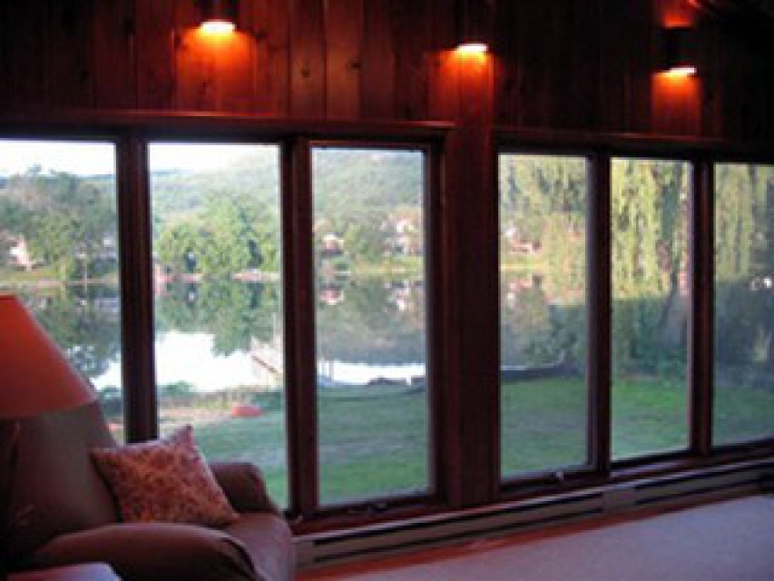 Looking out on the lake from the sun room