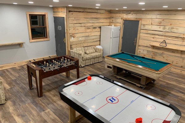 New game room.  Pool, air hockey, foosball. 