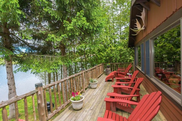 Deck at Moose Cabin over Lake Colby