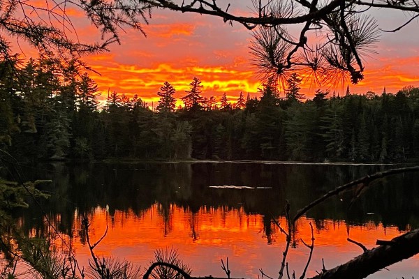 Fiery sunset on Rainbow Lake