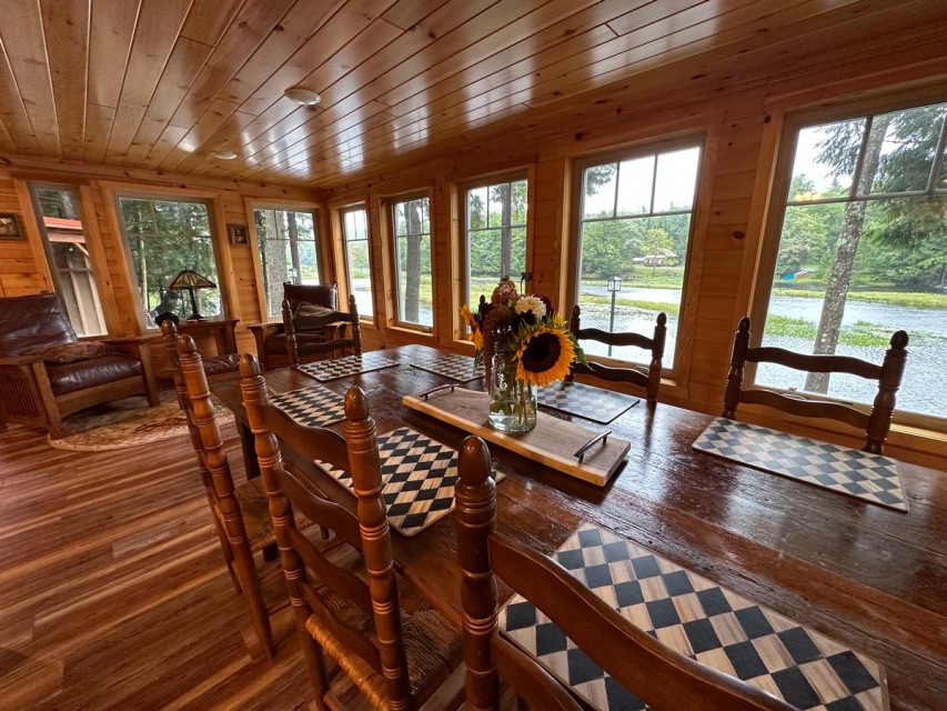 Dining area with amazing views of the Moose River!
