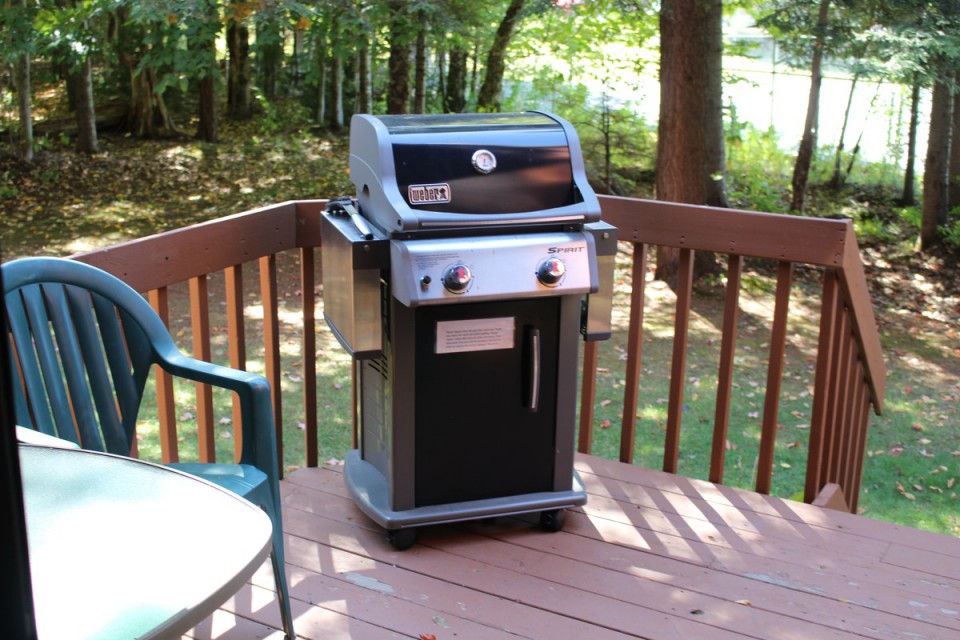Weber Gas Grill located on back deck