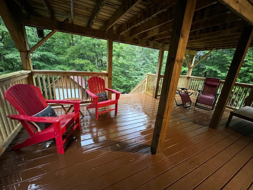 Lower level deck and stairway to firepit