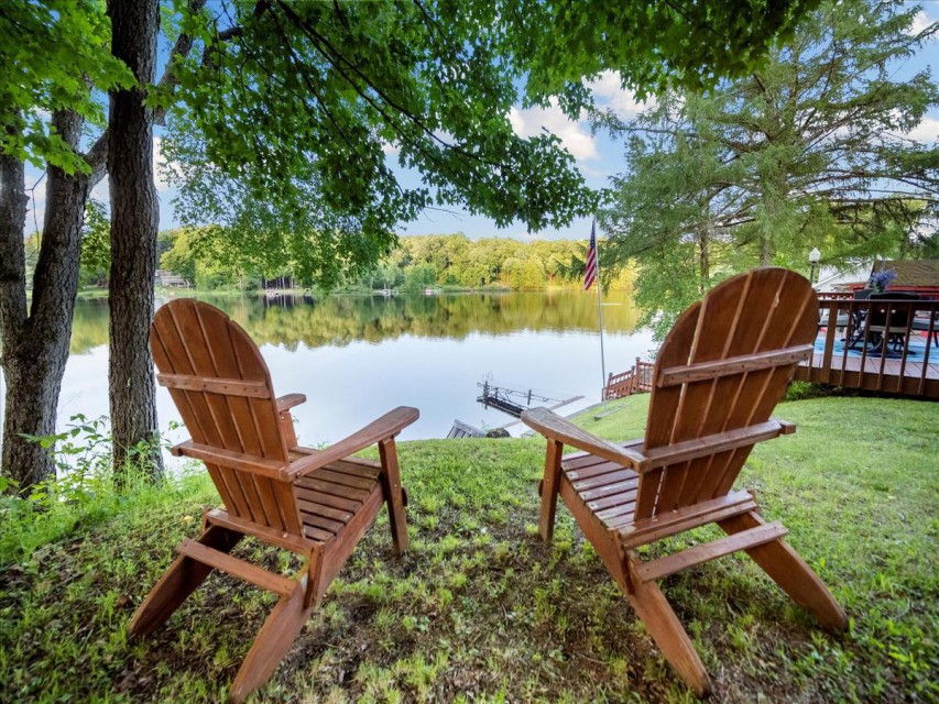Enjoy your coffee in an Adirondack chair