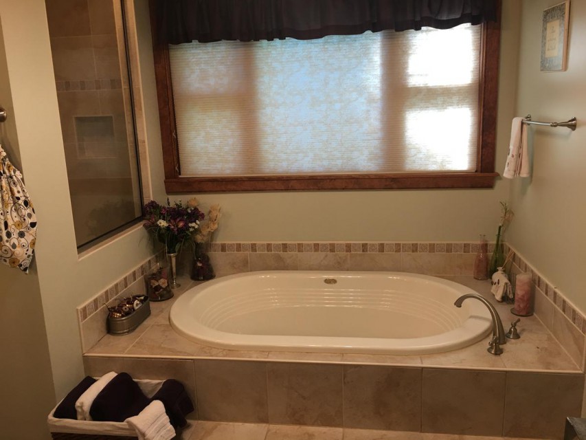 Master Bath - soaking tub + custom tile shower