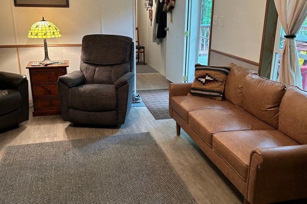 Living room, new sofa and rug included.