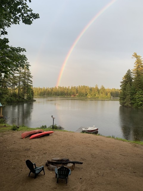 A beautiful rainbow on Rainbow Lake