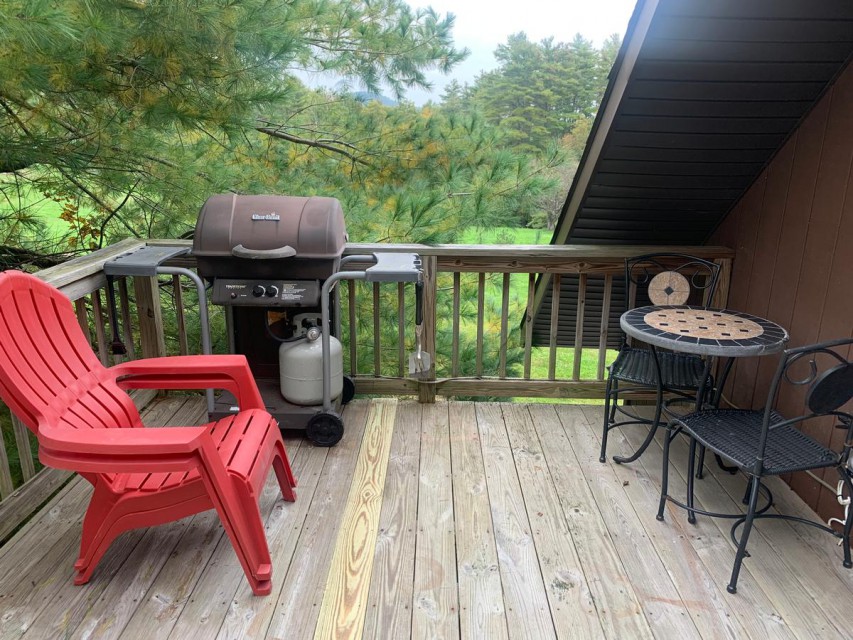 deck with grill, bistro table and ADK chairs