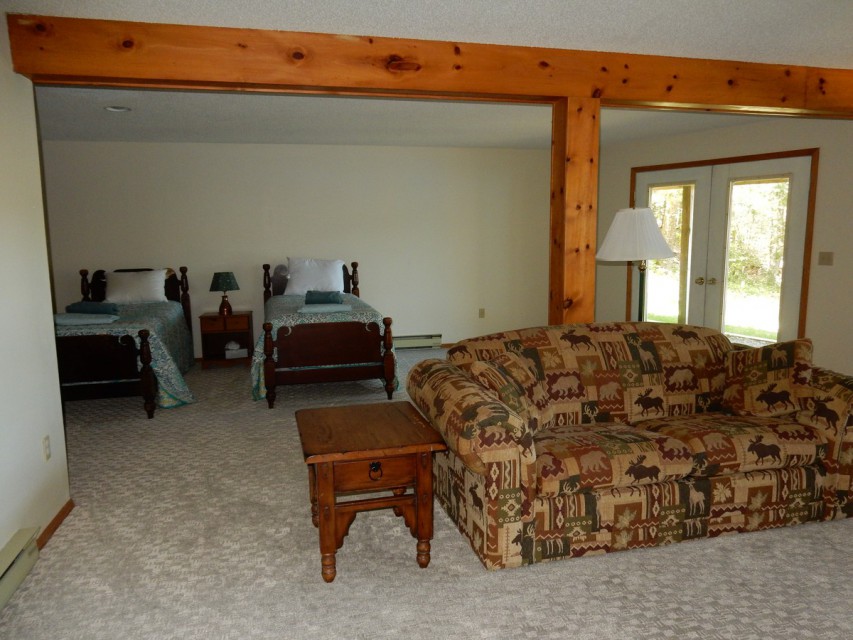 Walkout basement family area and two twin beds