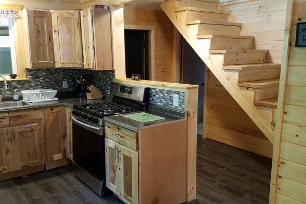 Kitchen, Bathroom door and downstairs bedroom door