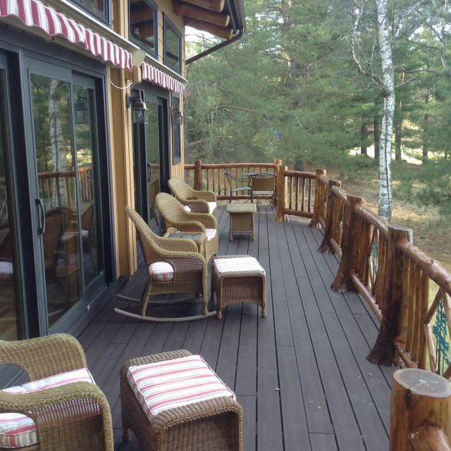 Lake-facing deck; sunrise coffees & cocktail sundowns