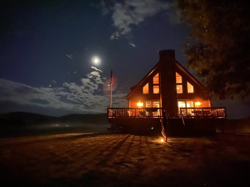 Northern Lights Lakehouse at Night