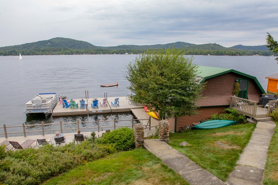 View from Main House of Boathouse and 4th Lake. 