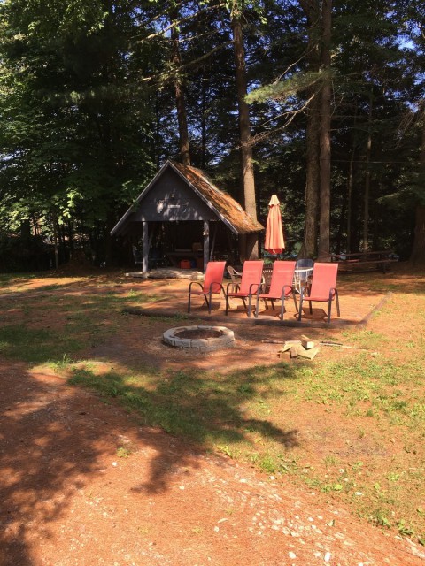 View of fire pit adjacent to cook-out area