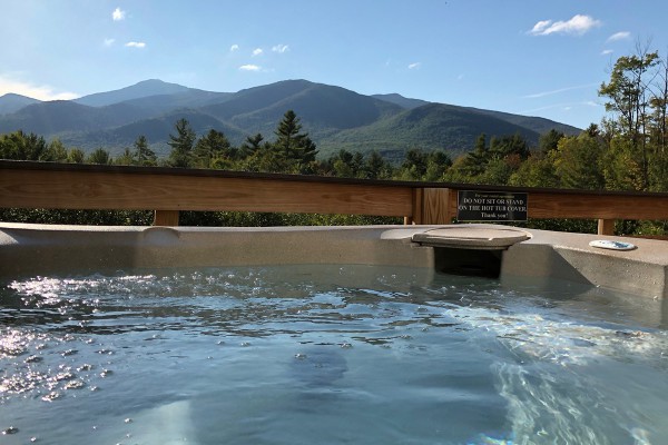 Luxuriate in the hot tub with views of Whiteface Mtn.