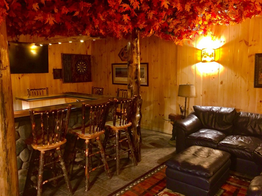 Beautiful walnut bar in the finished basement