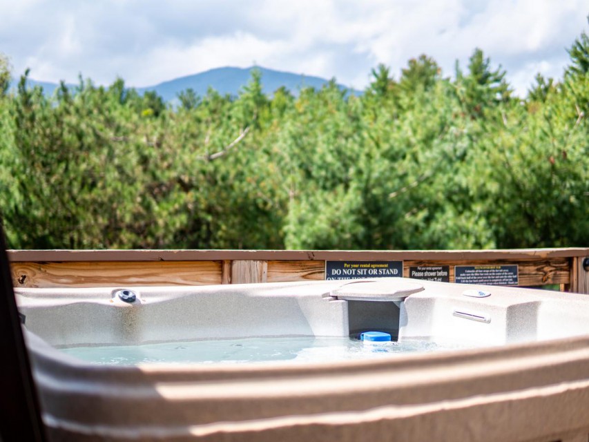 A 5 person hot tub with awesome view of Whiteface Mtn