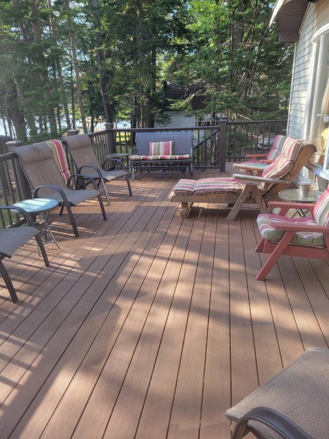 New Timbertech deck over looking Old Forge pond
