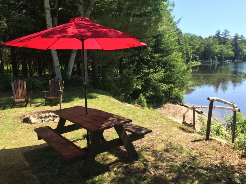 Sandy Beach Area - Picnic Table, Fireplace, & Chairs