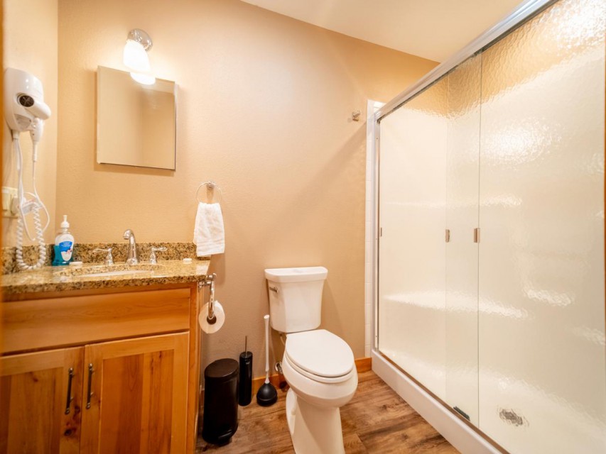 Master bathroom with bright, clean, walk-in shower.