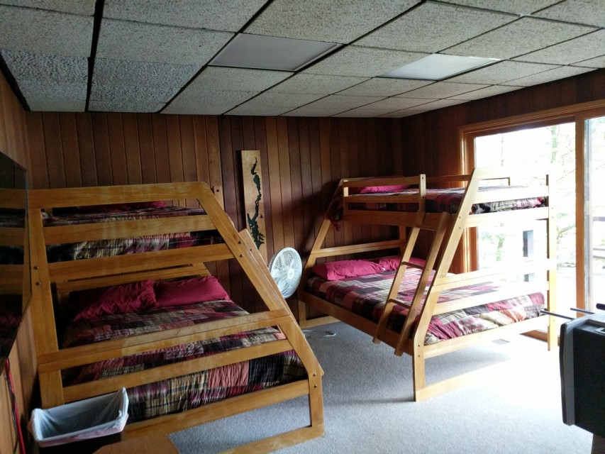Bunk Bed room with fooz ball and tv