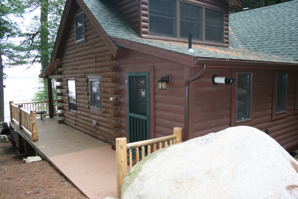 South side of cabin, looking out onto lake