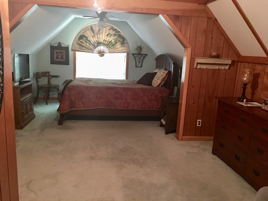 Main house master has queen bed and  master bath 